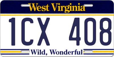 WV license plate 1CX408
