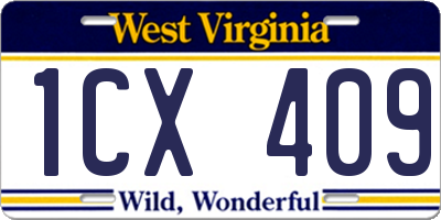 WV license plate 1CX409