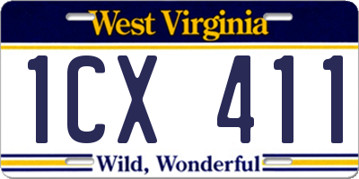 WV license plate 1CX411
