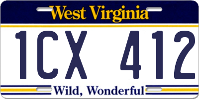 WV license plate 1CX412