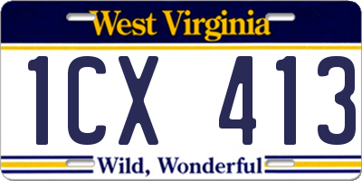 WV license plate 1CX413