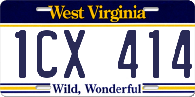 WV license plate 1CX414