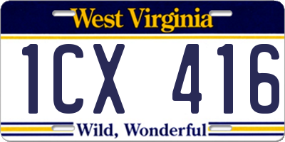 WV license plate 1CX416