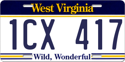 WV license plate 1CX417
