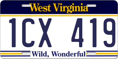 WV license plate 1CX419