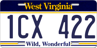 WV license plate 1CX422