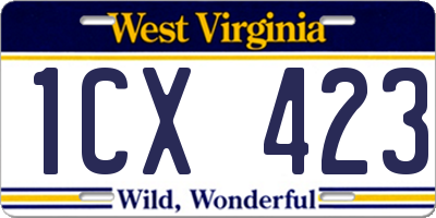 WV license plate 1CX423