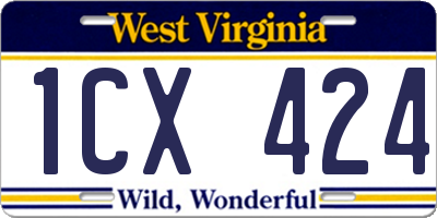 WV license plate 1CX424