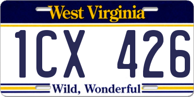 WV license plate 1CX426