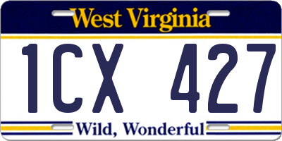 WV license plate 1CX427
