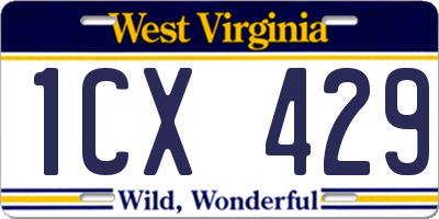 WV license plate 1CX429