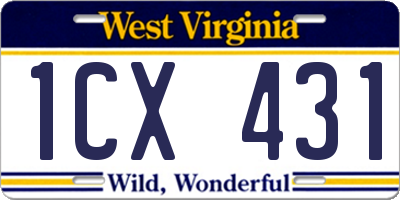 WV license plate 1CX431