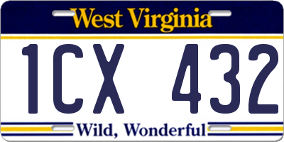 WV license plate 1CX432