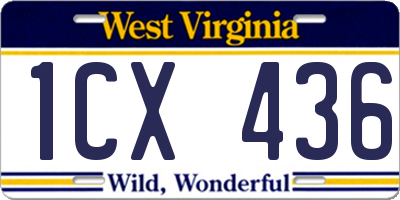 WV license plate 1CX436