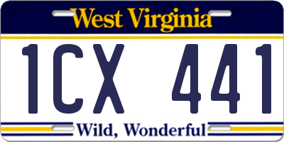 WV license plate 1CX441