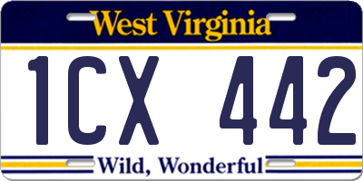 WV license plate 1CX442