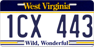 WV license plate 1CX443