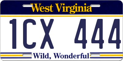 WV license plate 1CX444