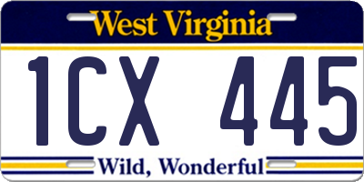 WV license plate 1CX445