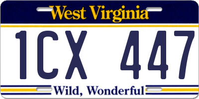 WV license plate 1CX447
