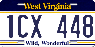 WV license plate 1CX448