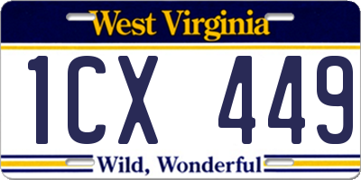 WV license plate 1CX449