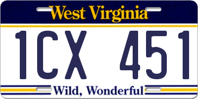 WV license plate 1CX451