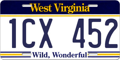 WV license plate 1CX452
