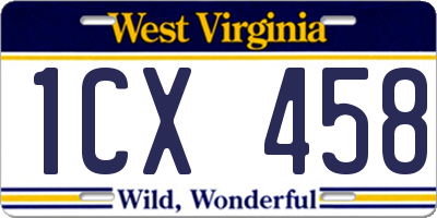 WV license plate 1CX458