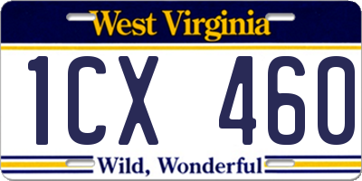 WV license plate 1CX460
