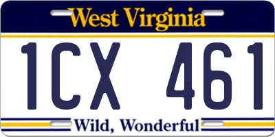 WV license plate 1CX461
