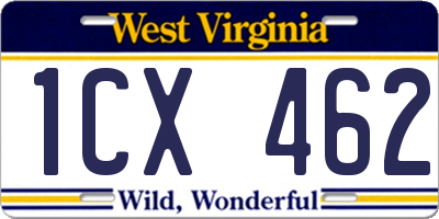 WV license plate 1CX462