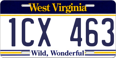 WV license plate 1CX463