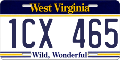 WV license plate 1CX465