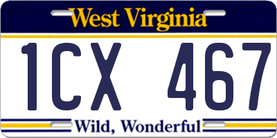 WV license plate 1CX467
