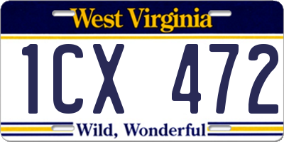 WV license plate 1CX472