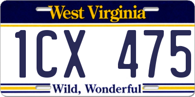WV license plate 1CX475