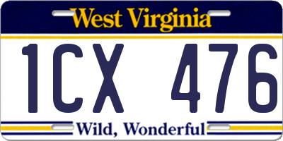 WV license plate 1CX476
