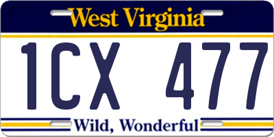 WV license plate 1CX477