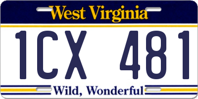 WV license plate 1CX481