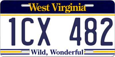 WV license plate 1CX482