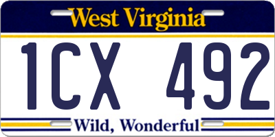 WV license plate 1CX492