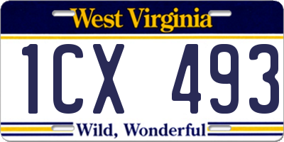 WV license plate 1CX493