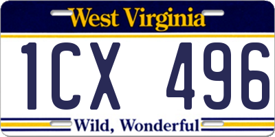 WV license plate 1CX496