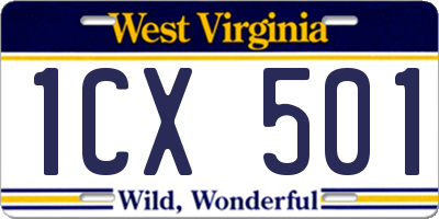 WV license plate 1CX501