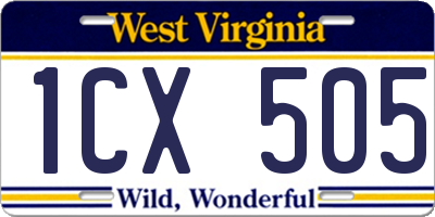 WV license plate 1CX505