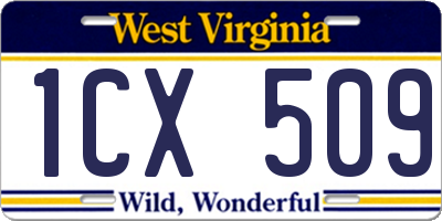 WV license plate 1CX509