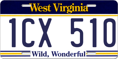 WV license plate 1CX510