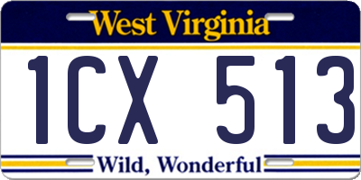 WV license plate 1CX513