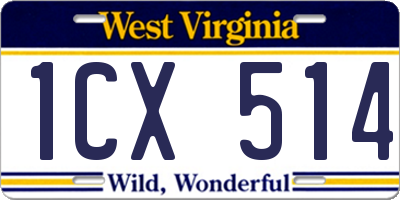 WV license plate 1CX514
